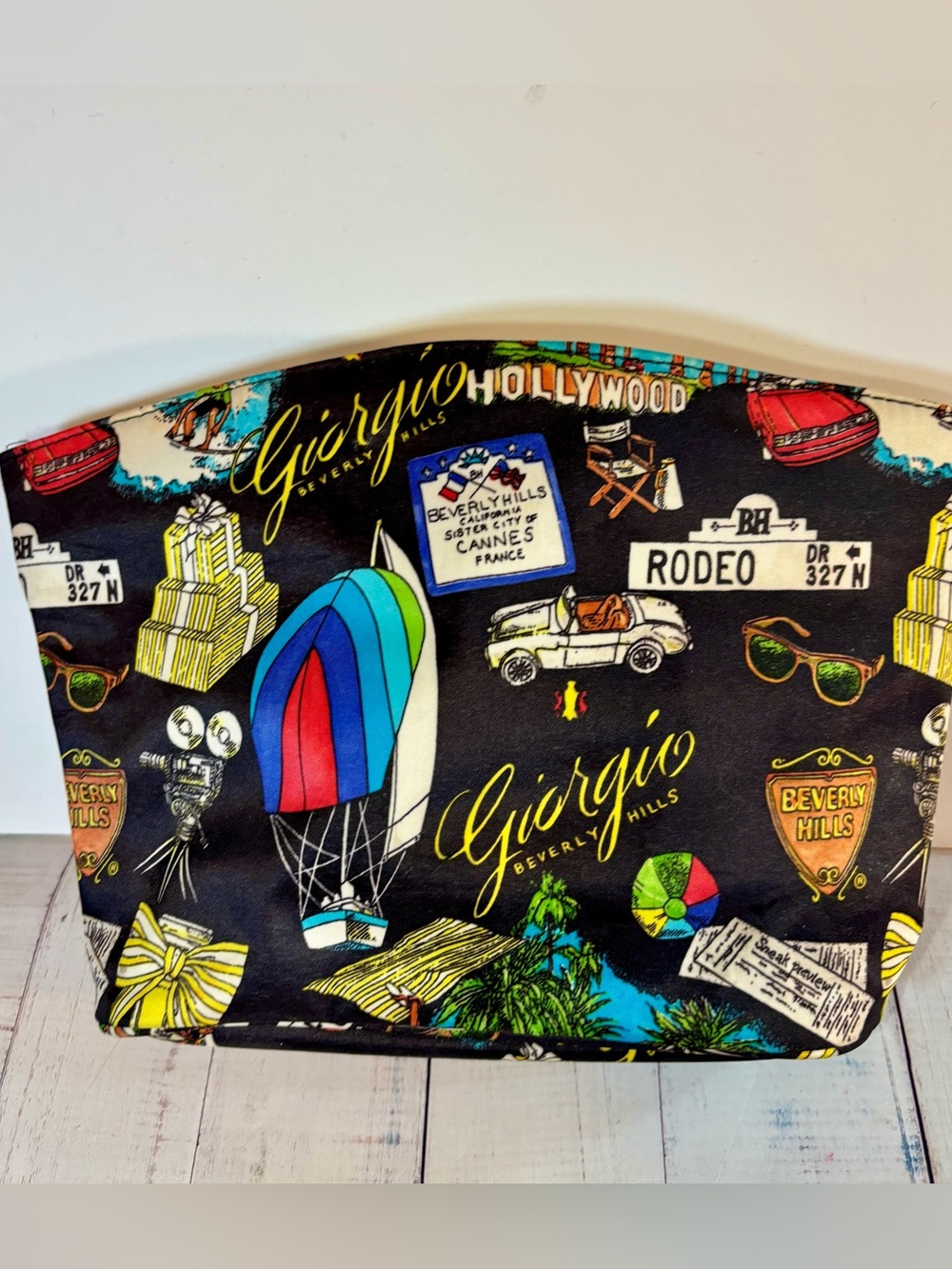 Nicole Miller Giorgio Beverly Hills Vintage Novelty Print Cosmetic Makeup Bag